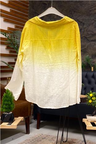 Tie-dye Pattern Collar Half Button Shirt