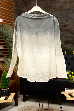 Tie-dye Pattern Collar Half Button Shirt