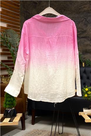 Tie-dye Pattern Collar Half Button Shirt