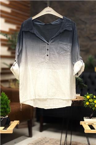 Tie-dye Pattern Collar Half Button Shirt