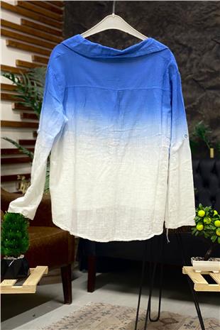 Tie-dye Pattern Collar Half Button Shirt