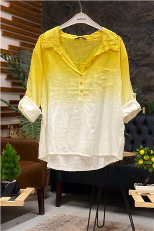 Tie-dye Pattern Collar Half Button Shirt