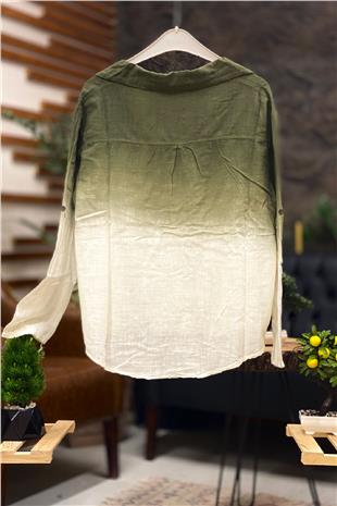 Tie-dye Pattern Collar Half Button Shirt