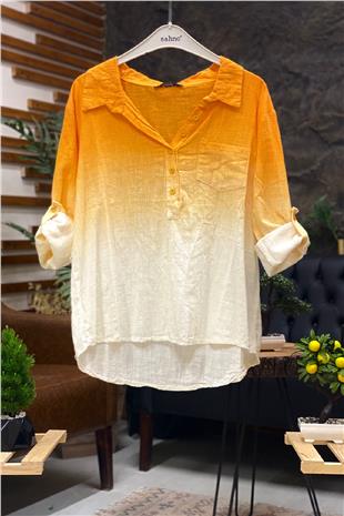 Tie-dye Pattern Collar Half Button Shirt