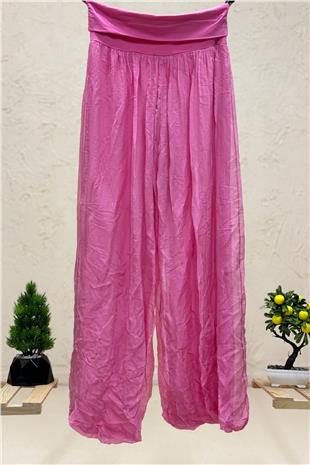 Bel Penye Korsajlı Bol Paça İpek İthal Pantolon