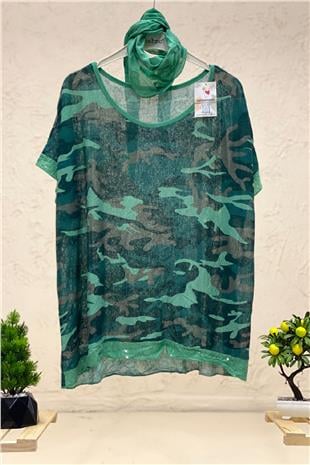 Camouflage Pattern Shabby Shawl Blouse