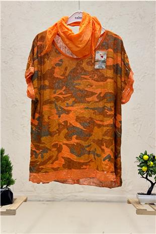 Camouflage Pattern Shabby Shawl Blouse