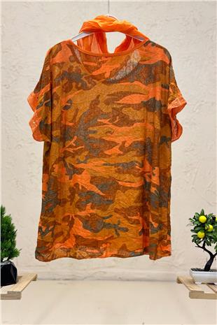 Camouflage Pattern Shabby Shawl Blouse