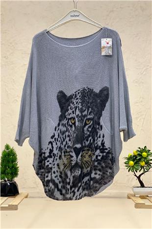 Tiger Print Bat Mercerized Blouse