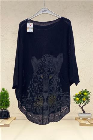 Tiger Print Bat Mercerized Blouse