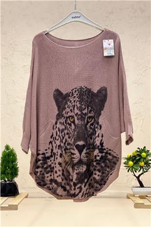 Tiger Print Bat Mercerized Blouse