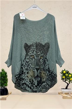 Tiger Print Bat Mercerized Blouse