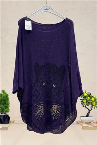 Tiger Print Bat Mercerized Blouse