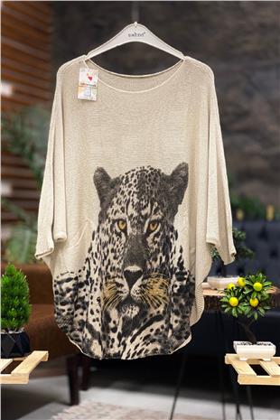 Tiger Print Bat Mercerized Blouse