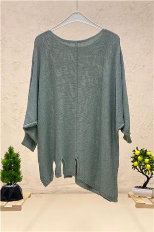 Mercerized Blouse with Capri Sleeve Pockets and Mid Seam Bottom