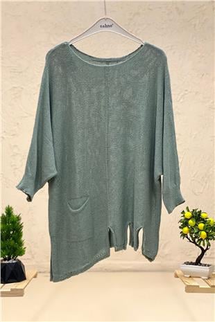 Mercerized Blouse with Capri Sleeve Pockets and Mid Seam Bottom