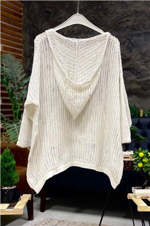 Hooded Pocket Mesh Tunic Blouse