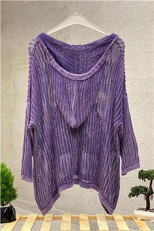 Hooded Pocket Mesh Tunic Blouse