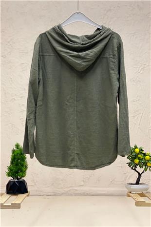 Linen Shirt with Hooded Pockets
