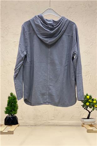 Linen Shirt with Hooded Pockets