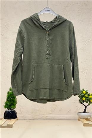 Linen Shirt with Hooded Pockets