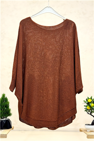 Kelebek Baskı Yarasa Merserize Cepli Bluz