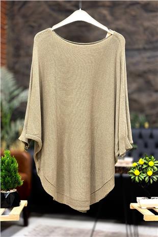 Kelebek Baskı Yarasa Merserize Cepli Bluz