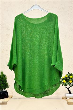 Kelebek Baskı Yarasa Merserize Cepli Bluz