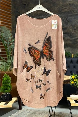 Butterfly Print Yrasa Mercerized Pocket Blouse