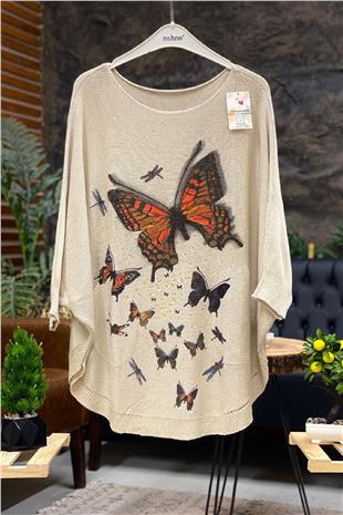 Butterfly Print Yrasa Mercerized Pocket Blouse