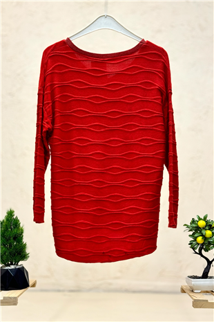 Kırık Çizgi Desen Yaka Simli İthal Bluz