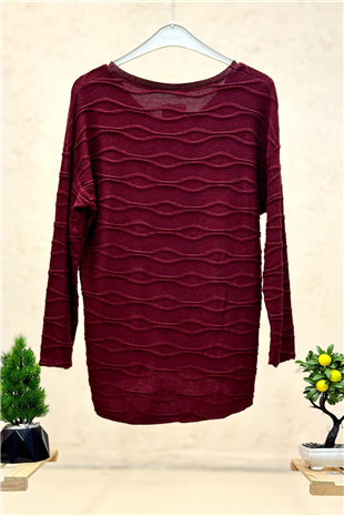 Kırık Çizgi Desen Yaka Simli İthal Bluz