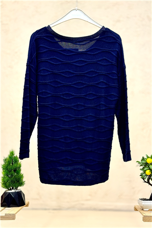 Kırık Çizgi Desen Yaka Simli İthal Bluz