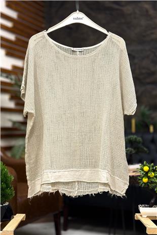 Kısa Kol Ön Kısa File Detay Bluz