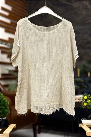 Kısa Kol Ön Kısa File Detay Bluz