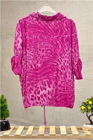 Leopard Print Sequin Detailed Voile Shirt