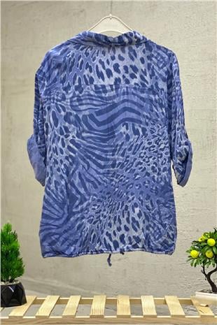Leopard Print Sequin Detailed Voile Shirt