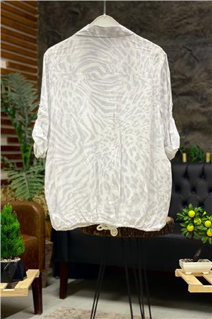 Leopard Print Sequin Detailed Voile Shirt