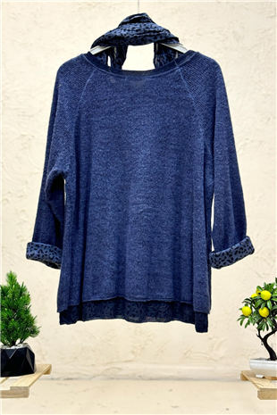 Leoparlı Şallı  İkili Tiftik İthal Bluz