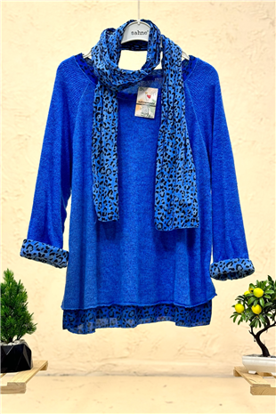 Leoparlı Şallı  İkili Tiftik İthal Bluz