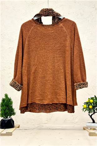 Leoparlı Şallı  İkili Tiftik İthal Bluz