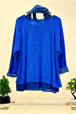 Leoparlı Şallı  İkili Tiftik İthal Bluz