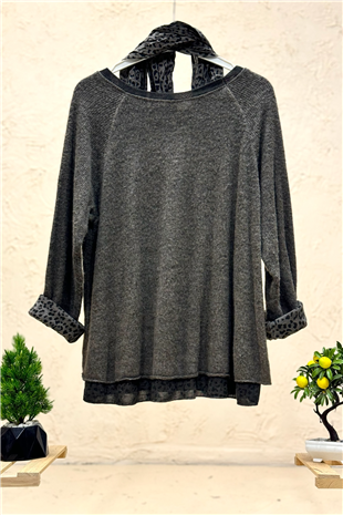 Leoparlı Şallı  İkili Tiftik İthal Bluz