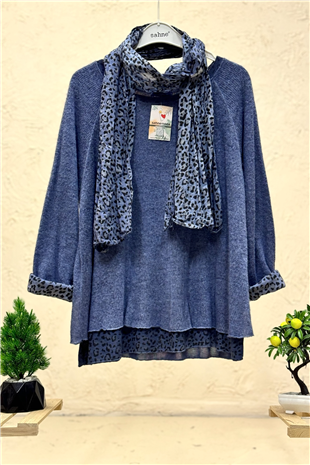 Leoparlı Şallı  İkili Tiftik İthal Bluz