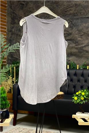 Embroidered Sleeveless Linen Blouse