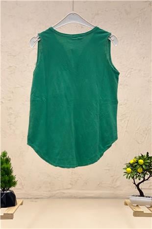 Embroidered Sleeveless Linen Blouse