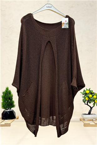 Önü Açık Ceplii Merserize Salaş Bluz