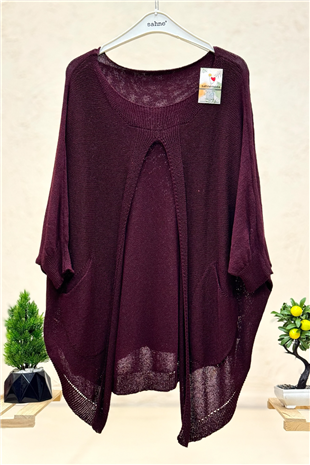 Önü Açık Ceplii Merserize Salaş Bluz