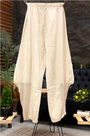 Leg Mesh Washed Baggy Pants