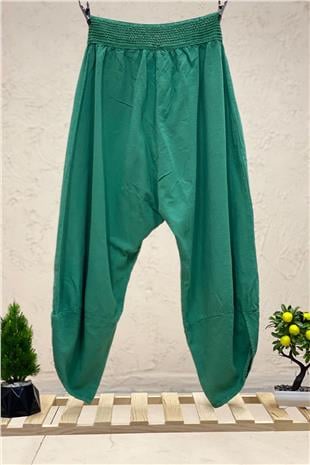 Paça V Kesim Cepleri Nakışlı Keten Pantolon